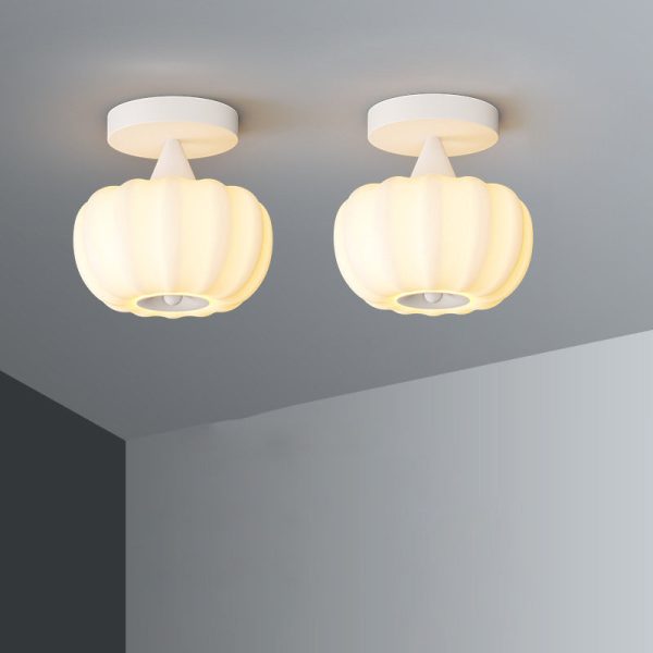 Contemporary Nordic Pumpkin Iron Roto-molding LED Semi-Flush Mount Ceiling Light For Hallways - Image 8