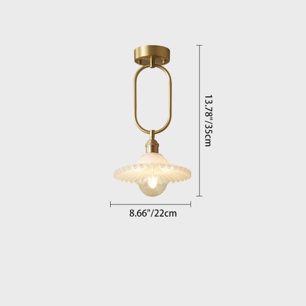 Contemporary Simplicity Conical Umbrella Semicircular Copper Glass 1 - Light Semi-Flush Mount Ceiling Light For Hallways - Image 4