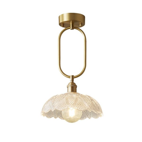 Contemporary Simplicity Conical Umbrella Semicircular Copper Glass 1 - Light Semi-Flush Mount Ceiling Light For Hallways - Image 9