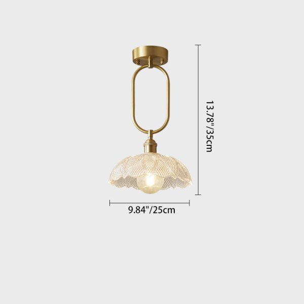Contemporary Simplicity Conical Umbrella Semicircular Copper Glass 1 - Light Semi-Flush Mount Ceiling Light For Hallways - Image 5