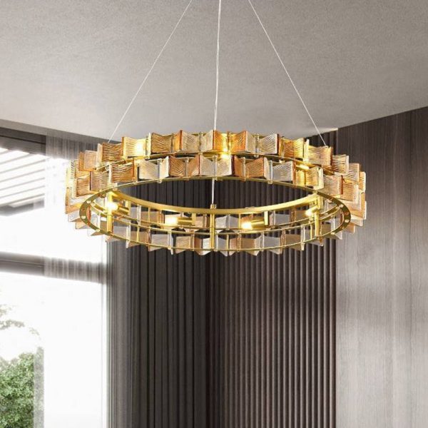 Modern Luxury Round Glass Iron 6/9/12 - Light Chandelier For Dining Room - Image 2