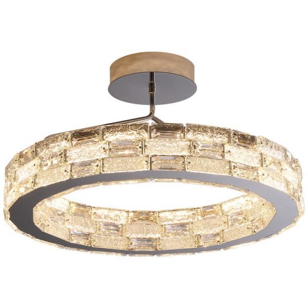 Modern Luxury Round Stitching Blocks Stainless Steel Crystal LED Chandelier For Bedroom - Image 14