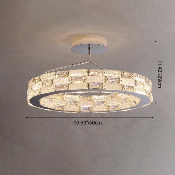 Modern Luxury Round Stitching Blocks Stainless Steel Crystal LED Chandelier For Bedroom - Image 5