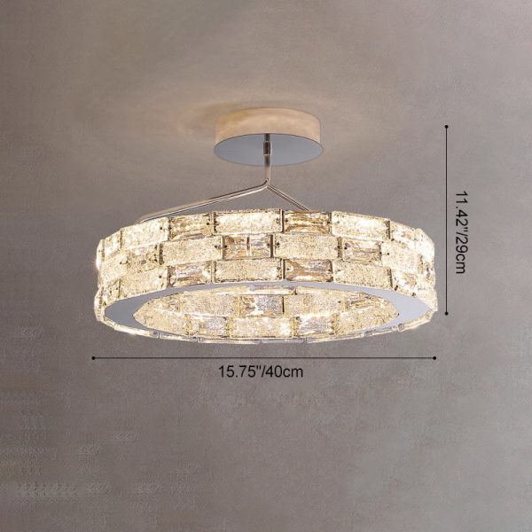 Modern Luxury Round Stitching Blocks Stainless Steel Crystal LED Chandelier For Bedroom - Image 4