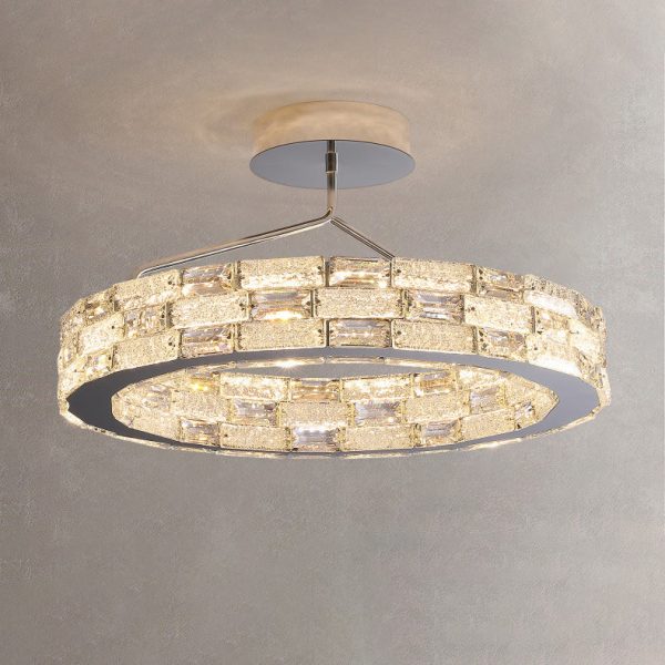 Modern Luxury Round Stitching Blocks Stainless Steel Crystal LED Chandelier For Bedroom - Image 12