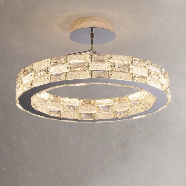 Modern Luxury Round Stitching Blocks Stainless Steel Crystal LED Chandelier For Bedroom - Image 13