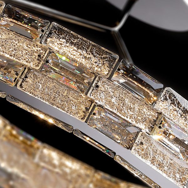 Modern Luxury Round Stitching Blocks Stainless Steel Crystal LED Chandelier For Bedroom - Image 7