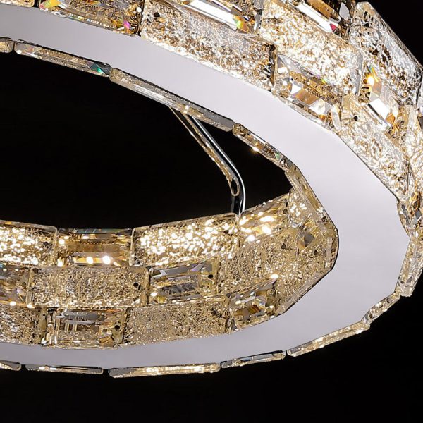 Modern Luxury Round Stitching Blocks Stainless Steel Crystal LED Chandelier For Bedroom - Image 8