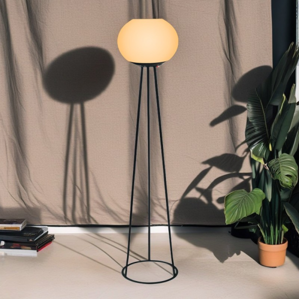 Modern Minimalist Solar Oval Tripod Round Base Iron PE LED Standing Floor Lamp For Outdoor Patio - Image 2