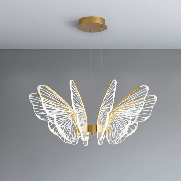Contemporary Creative Butterfly Iron Aluminum Acrylic LED Pendant Light For Living Room - Image 21