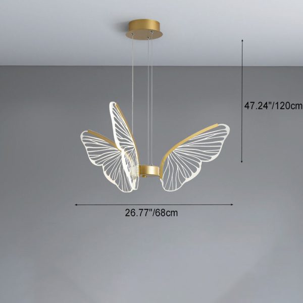 Contemporary Creative Butterfly Iron Aluminum Acrylic LED Pendant Light For Living Room - Image 4