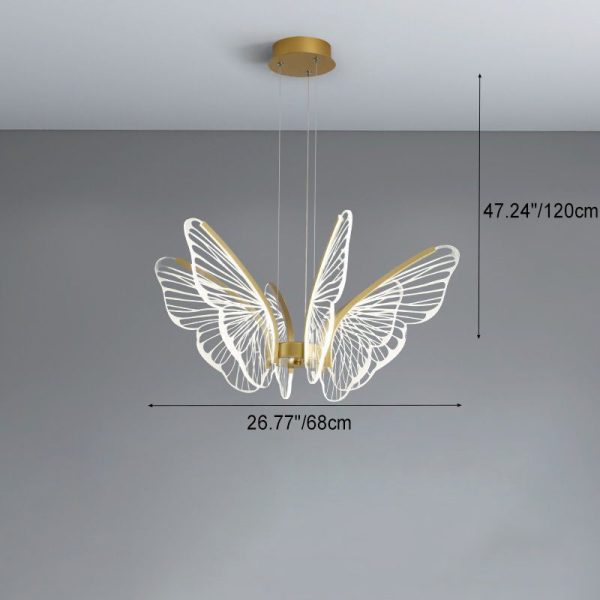 Contemporary Creative Butterfly Iron Aluminum Acrylic LED Pendant Light For Living Room - Image 5