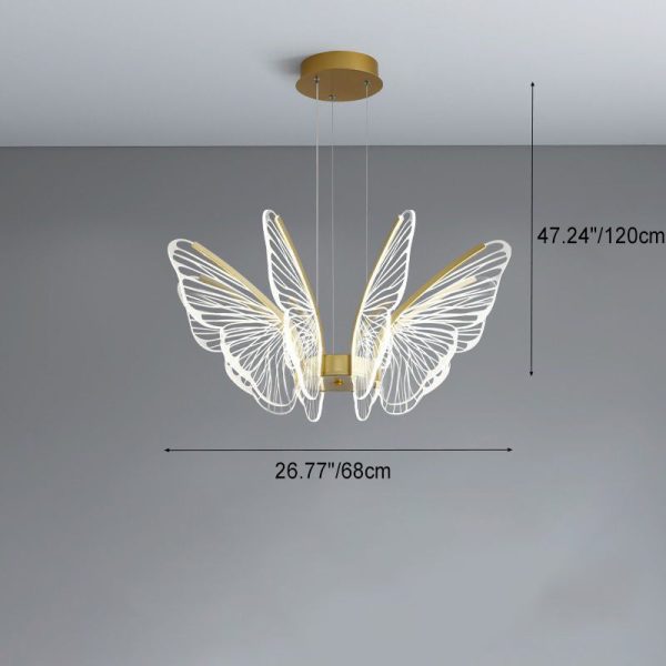 Contemporary Creative Butterfly Iron Aluminum Acrylic LED Pendant Light For Living Room - Image 6
