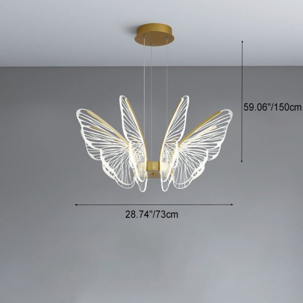 Contemporary Creative Butterfly Iron Aluminum Acrylic LED Pendant Light For Living Room - Image 7