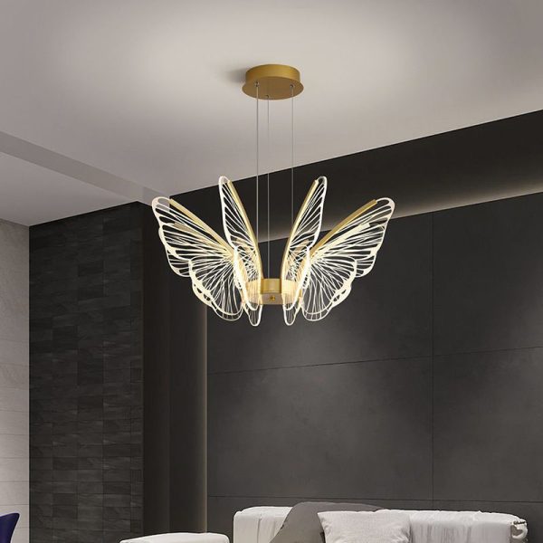 Contemporary Creative Butterfly Iron Aluminum Acrylic LED Pendant Light For Living Room - Image 3