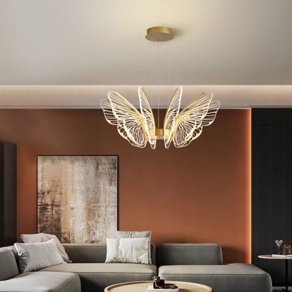 Contemporary Creative Butterfly Iron Aluminum Acrylic LED Pendant Light For Living Room - Image 12