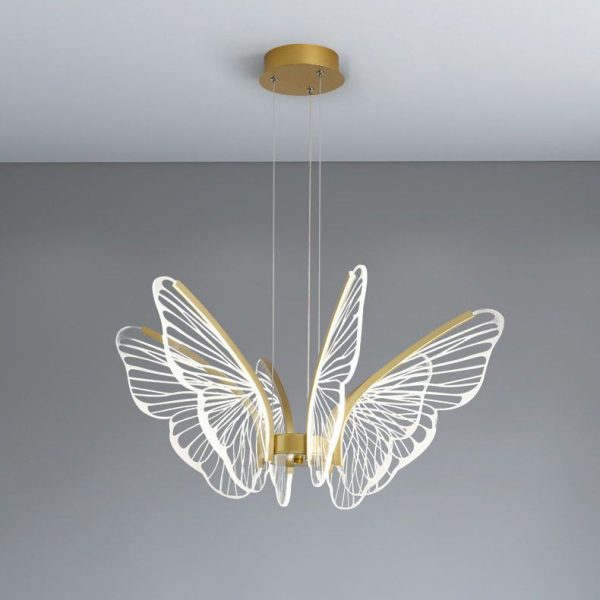 Contemporary Creative Butterfly Iron Aluminum Acrylic LED Pendant Light For Living Room - Image 22
