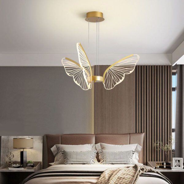 Contemporary Creative Butterfly Iron Aluminum Acrylic LED Pendant Light For Living Room - Image 16