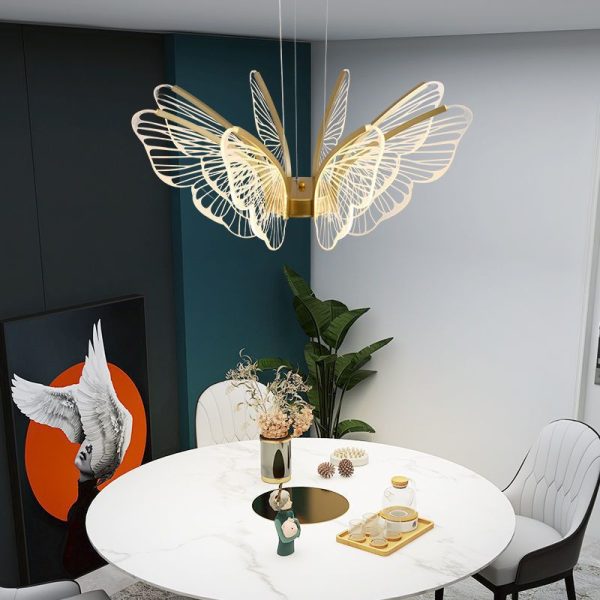 Contemporary Creative Butterfly Iron Aluminum Acrylic LED Pendant Light For Living Room - Image 17