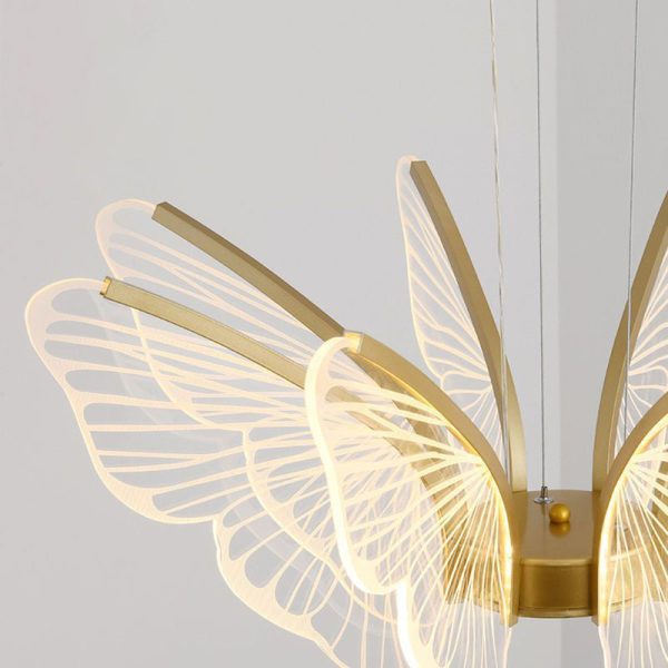Contemporary Creative Butterfly Iron Aluminum Acrylic LED Pendant Light For Living Room - Image 11