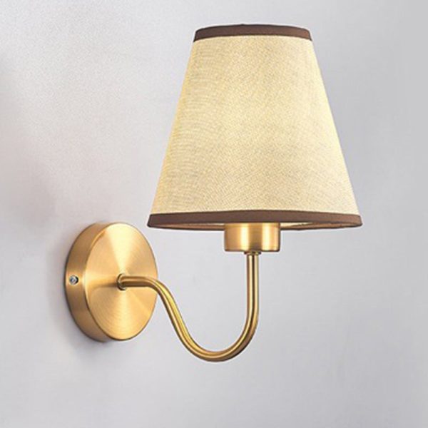 Contemporary Nordic Round Curved Rod Iron Fabric Shade 1-Light Wall Sconce Lamp For Living Room - Image 15