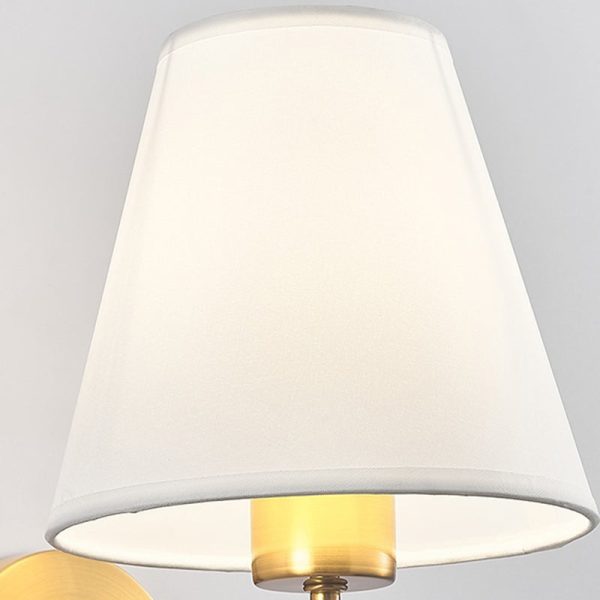 Contemporary Nordic Round Curved Rod Iron Fabric Shade 1-Light Wall Sconce Lamp For Living Room - Image 5