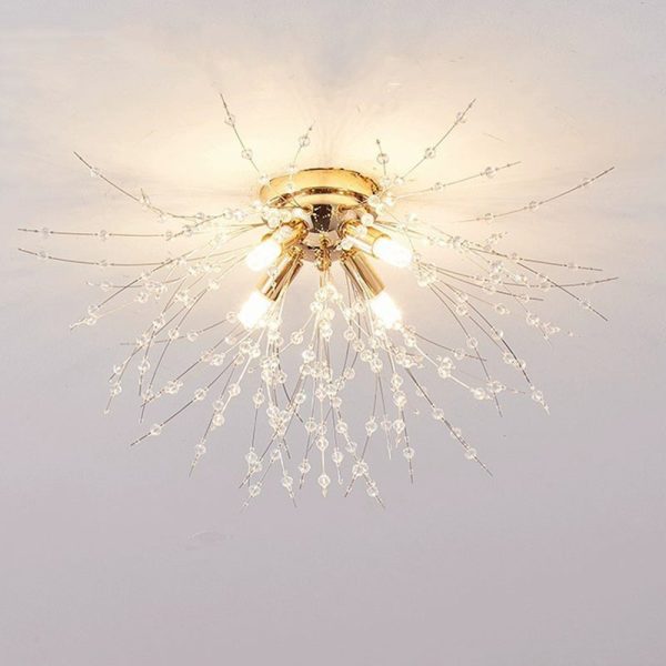 Contemporary Creative Branch Round Dandelion Shape Iron Crystal 4/5/6/8 Light Semi-Flush Mount Ceiling Light For Living Room - Image 15