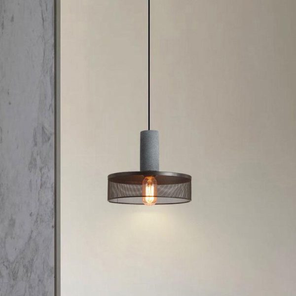 Contemporary Industrial Cylinder Dome Cement Iron Shade 1-Light Pendant Light For Living Room - Image 10