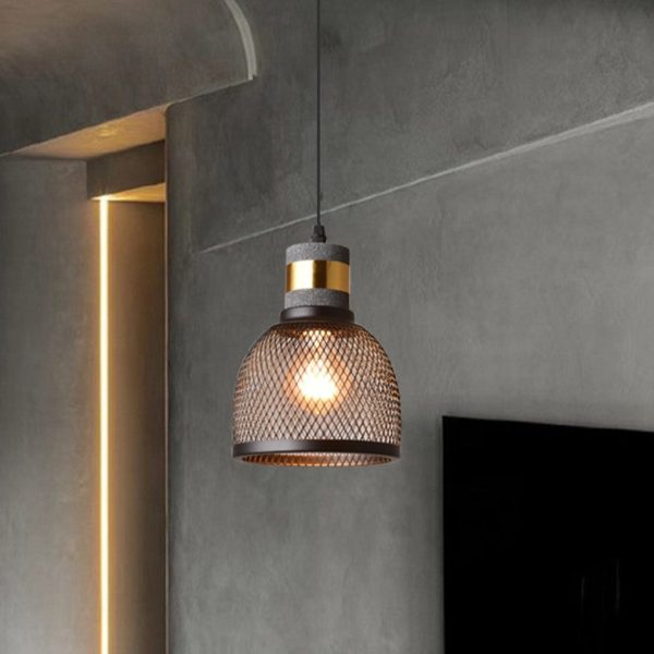 Contemporary Industrial Cylinder Dome Cement Iron Shade 1-Light Pendant Light For Living Room - Image 15