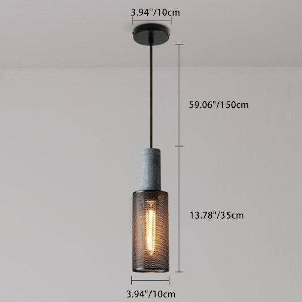 Contemporary Industrial Cylinder Dome Cement Iron Shade 1-Light Pendant Light For Living Room - Image 4