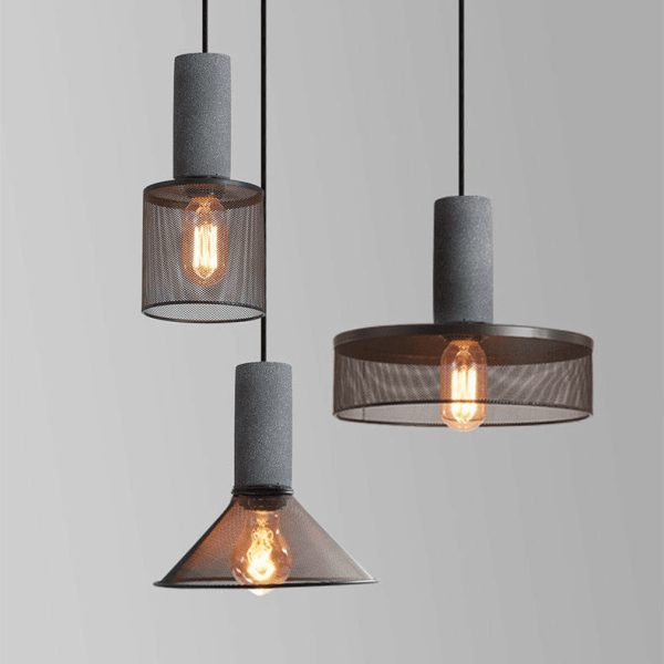 Contemporary Industrial Cylinder Dome Cement Iron Shade 1-Light Pendant Light For Living Room - Image 3
