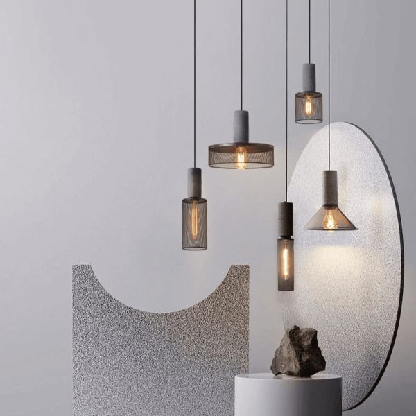 Contemporary Industrial Cylinder Dome Cement Iron Shade 1-Light Pendant Light For Living Room - Image 11