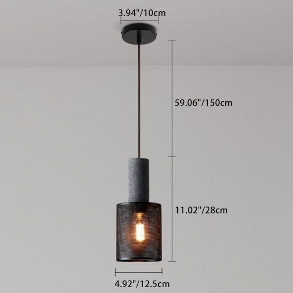 Contemporary Industrial Cylinder Dome Cement Iron Shade 1-Light Pendant Light For Living Room - Image 5