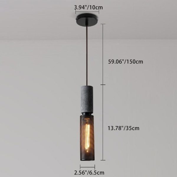 Contemporary Industrial Cylinder Dome Cement Iron Shade 1-Light Pendant Light For Living Room - Image 6