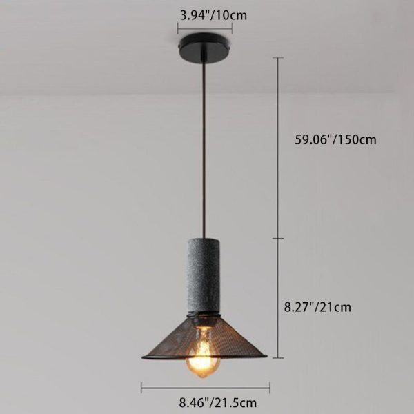 Contemporary Industrial Cylinder Dome Cement Iron Shade 1-Light Pendant Light For Living Room - Image 7