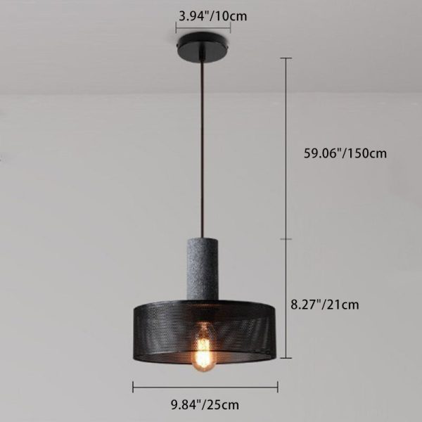 Contemporary Industrial Cylinder Dome Cement Iron Shade 1-Light Pendant Light For Living Room - Image 8