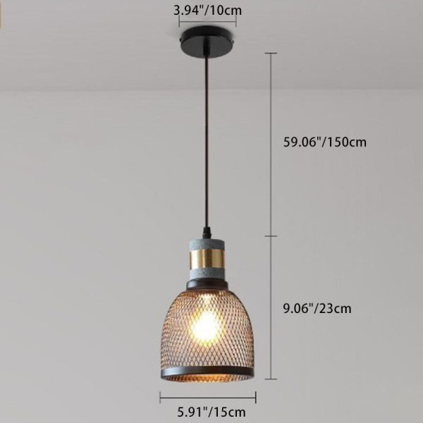 Contemporary Industrial Cylinder Dome Cement Iron Shade 1-Light Pendant Light For Living Room - Image 9