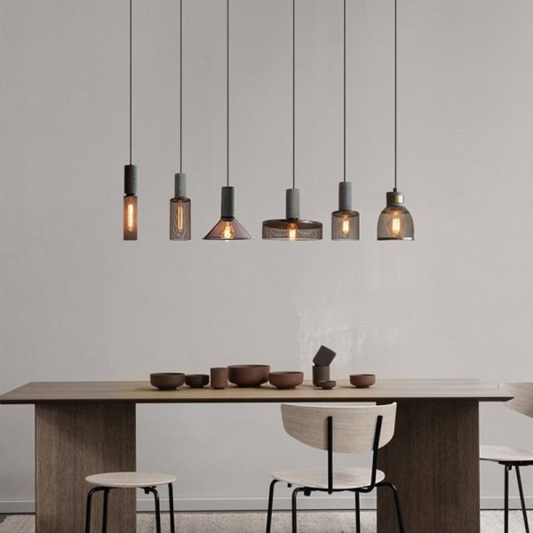 Contemporary Industrial Cylinder Dome Cement Iron Shade 1-Light Pendant Light For Living Room - Image 13