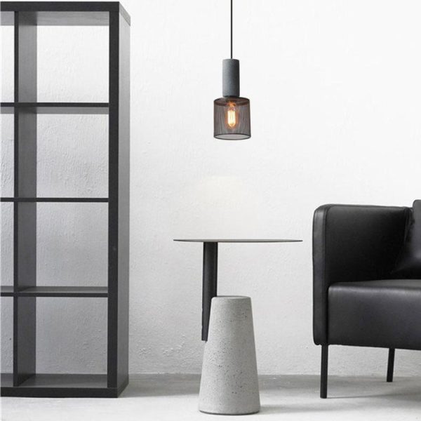 Contemporary Industrial Cylinder Dome Cement Iron Shade 1-Light Pendant Light For Living Room - Image 14