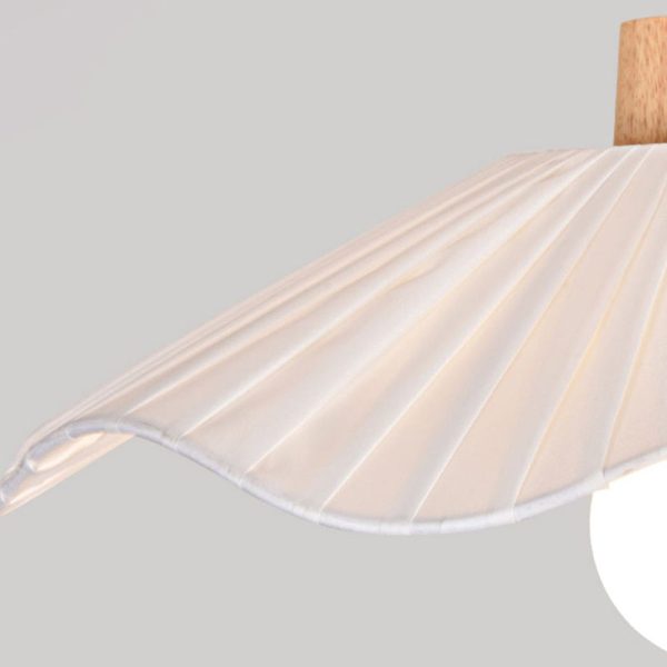 Modern Minimalist Round Flower Wooden Fabric Shade 1-Light Semi-Flush Mount Ceiling Light For Living Room - Image 6