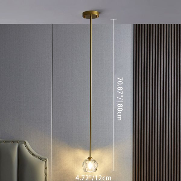 Modern Luxury Round Hardware Crystal 1-Light Pendant Light For Bedroom - Image 4
