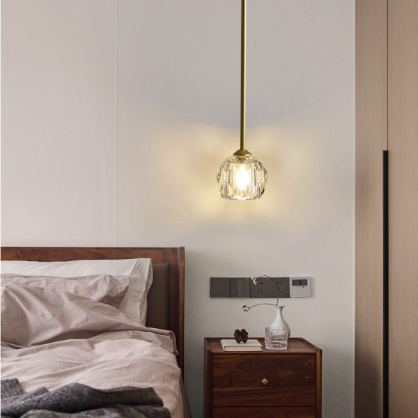 Modern Luxury Round Hardware Crystal 1-Light Pendant Light For Bedroom - Image 2