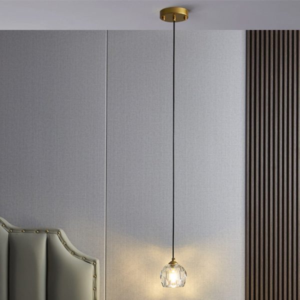 Modern Luxury Round Hardware Crystal 1-Light Pendant Light For Bedroom - Image 7