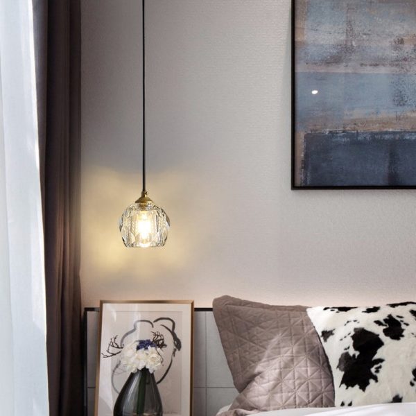 Modern Luxury Round Hardware Crystal 1-Light Pendant Light For Bedroom - Image 3