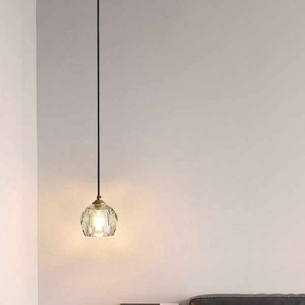 Modern Luxury Round Hardware Crystal 1-Light Pendant Light For Bedroom - Image 9