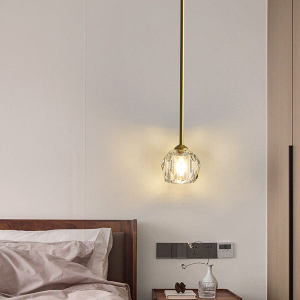 Modern Luxury Round Hardware Crystal 1-Light Pendant Light For Bedroom - Image 10