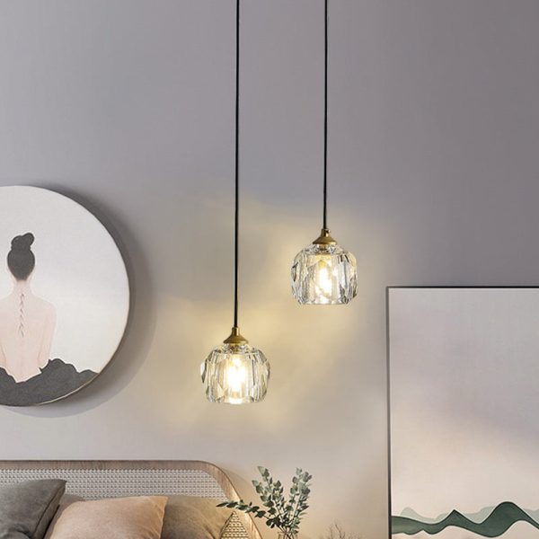 Modern Luxury Round Hardware Crystal 1-Light Pendant Light For Bedroom - Image 11