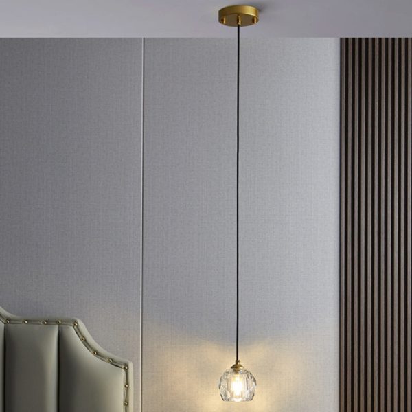 Modern Luxury Round Hardware Crystal 1-Light Pendant Light For Bedroom - Image 12