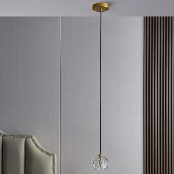 Modern Luxury Round Hardware Crystal 1-Light Pendant Light For Bedroom - Image 13