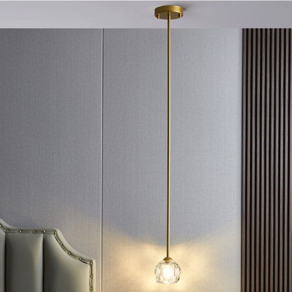 Modern Luxury Round Hardware Crystal 1-Light Pendant Light For Bedroom - Image 14